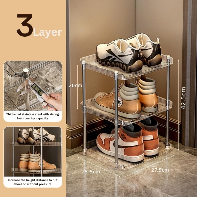 HOOPVOOL 3Tier Vertical Shoe Rack Organizer SpaceSaving Metal Plastic Storage Shelf for Shoes Boots Heels and Sandals Durable and Easy Assembly 3 Layer - Image 3
