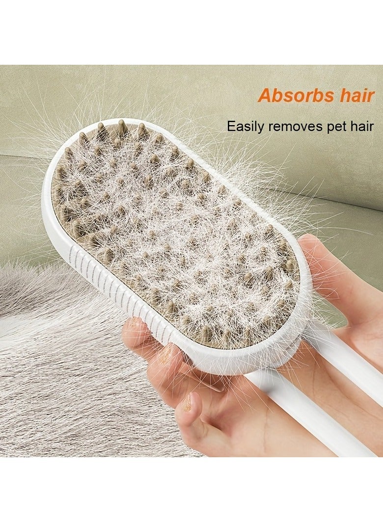 USB Rechargeable Cat Grooming Brush with Steam & Water Spray - Orange Silicone Massage Comb for Loose Fur Removal, Detangling & Coat Care (Includes Adapter/Hose) - Image 2