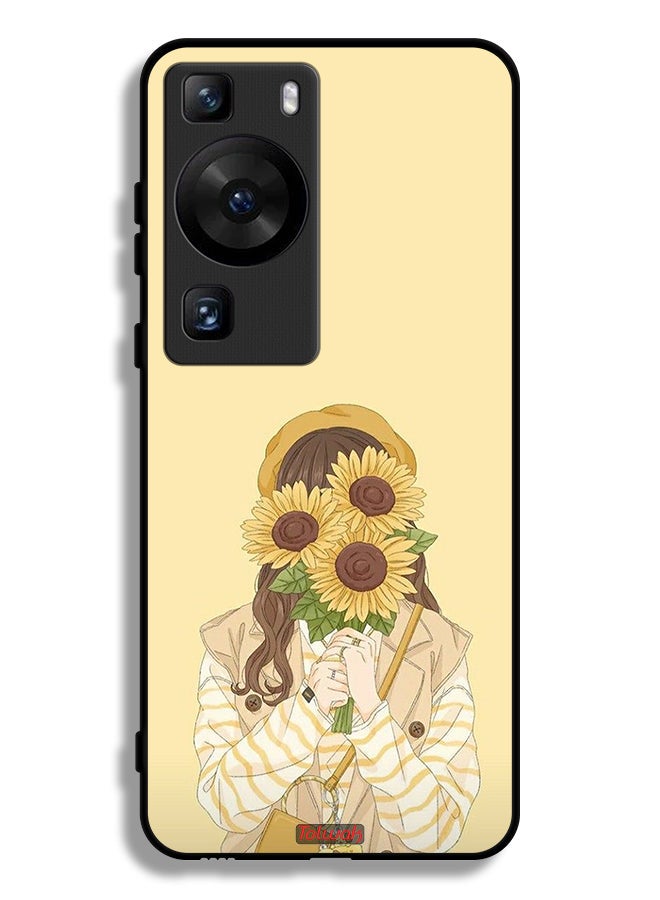 Huawei P60 Pro Protective Case Cover Hide Face With Sunflowers
