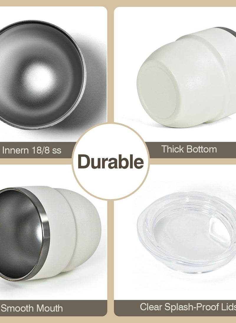 طقم أكواب إسبريسو معزول بالتفريغ من 2، 4 أونصة قابلة للتكديس، أكواب إسبريسو، أكواب إسبريسو معزولة صغيرة مزدوجة من الفولاذ المقاوم للصدأ مع قش وغطاء - Image 2