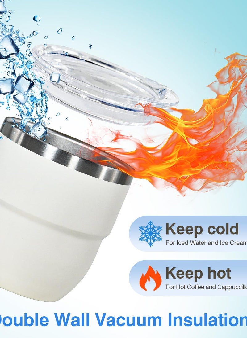 طقم أكواب إسبريسو معزول بالتفريغ من 2، 4 أونصة قابلة للتكديس، أكواب إسبريسو، أكواب إسبريسو معزولة صغيرة مزدوجة من الفولاذ المقاوم للصدأ مع قش وغطاء - Image 5