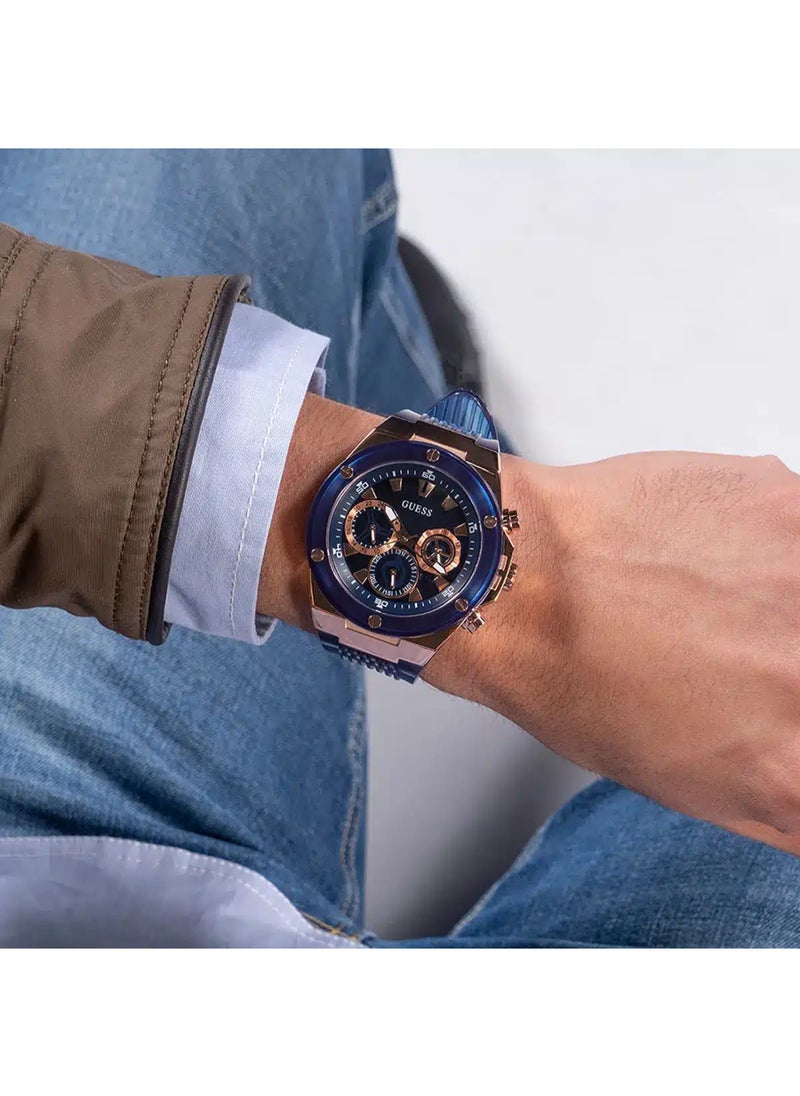 GUESS - Guess Men's Blue Chronograph Silicone Strap Watch - GW0425G3 - Image 1