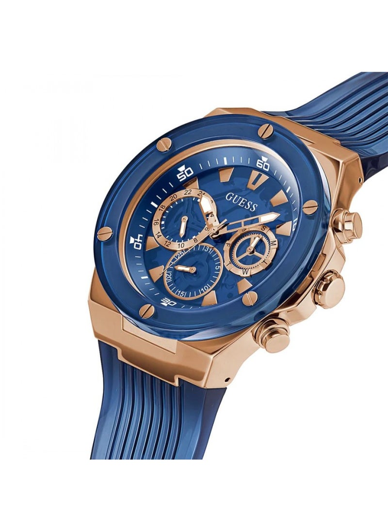 GUESS - Guess Men's Blue Chronograph Silicone Strap Watch - GW0425G3 - Image 1