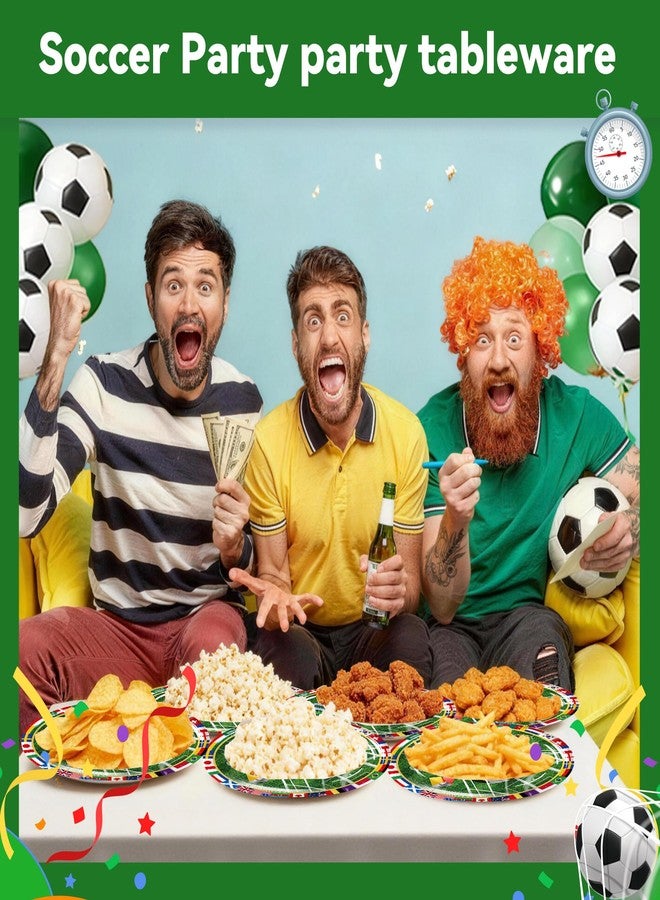 أطباق ورقية بيضاوية الشكل لحفلات كرة القدم، 25 طبقًا للاستخدام مرة واحدة بتصميم هدف، مثالية لأعياد الميلاد، وأيام المباريات، وحفلات مشاهدة مباريات كرة القدم، وأدوات المائدة الخاصة بالفعاليات الرياضية. - Image 5