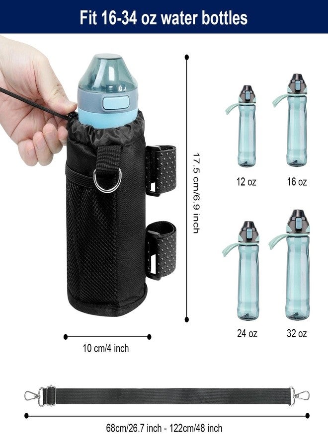 bruwaa Cup Holder for Bike, Wheelchair and Scooter, Water Bottle Holder for Bicycle, Walker, Golf Cart, Utv, ATV eBike and Beach, Universal Drink Holder Accessories with Strap and Net Pocket - Black - Image 3