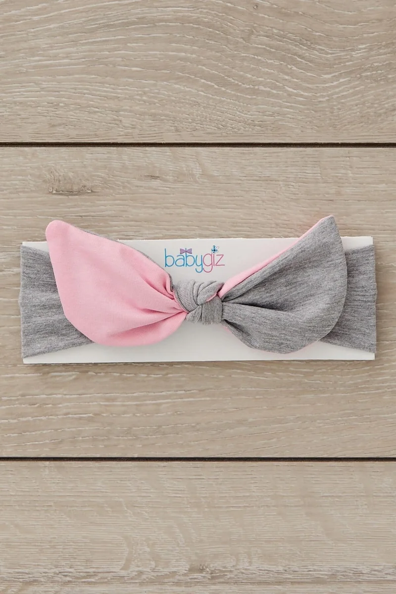 بيبيجيز Gray Pink Handmade Soft Rabbit Ear Natural Cotton Combed Baby Kids Girls New Style Bandana