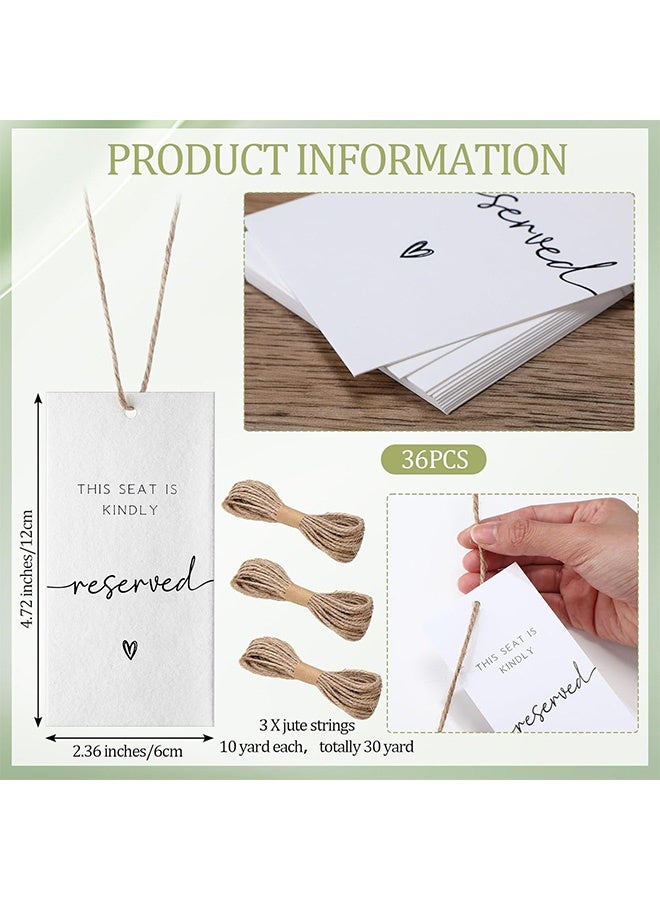 MXN 36 PCS White Tag, White Seat Tag for Presents, Elegant Pre-Punched Hole Hanging Tags for Gifts Perfect for Weddings - Image 2