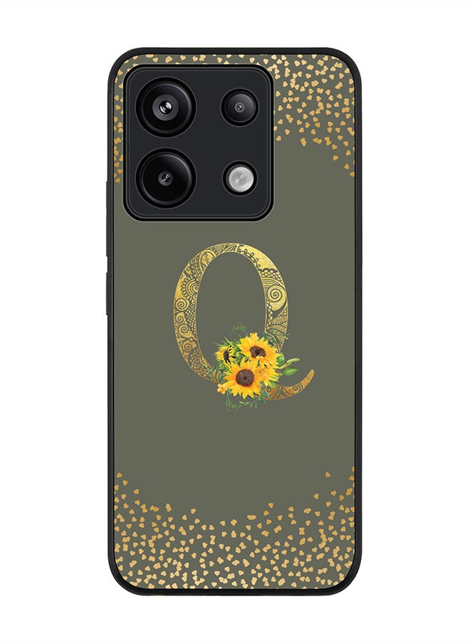 Stylizedd Rugged Case for Xiaomi Redmi Note 13 Pro 5G Case Cover- Custom Monogram Initial Letter Mandala Floral Pattern Alphabet - Q(Olive Green)  - Image 1