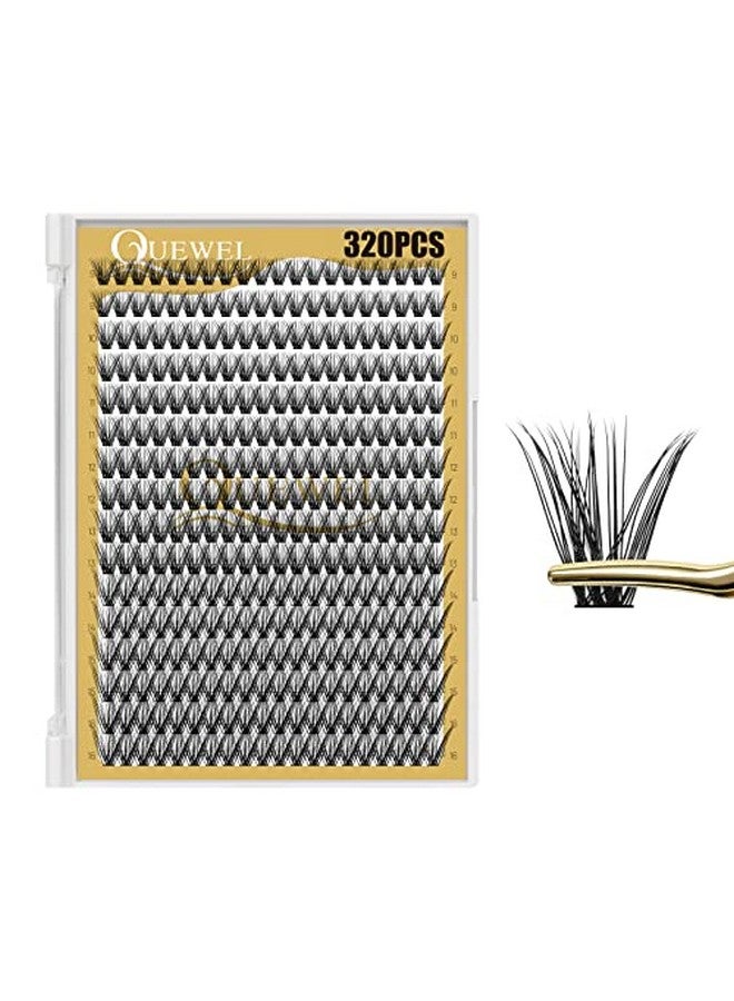QUEWEL Lash Clusters 320Pcs Cluster Lashes 40D D Curl Lash Clusters Mix9 16Mm Individual Eyelashes Clusters Wispy Diy Eyelash Extension Thin Band Soft To Use At Home (40D D Mix9 16) - Image 1