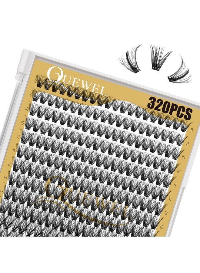 QUEWEL Lash Clusters 320Pcs Cluster Lashes 40D D Curl Lash Clusters Mix9 16Mm Individual Eyelashes Clusters Wispy Diy Eyelash Extension Thin Band Soft To Use At Home (40D D Mix9 16) - Image 3