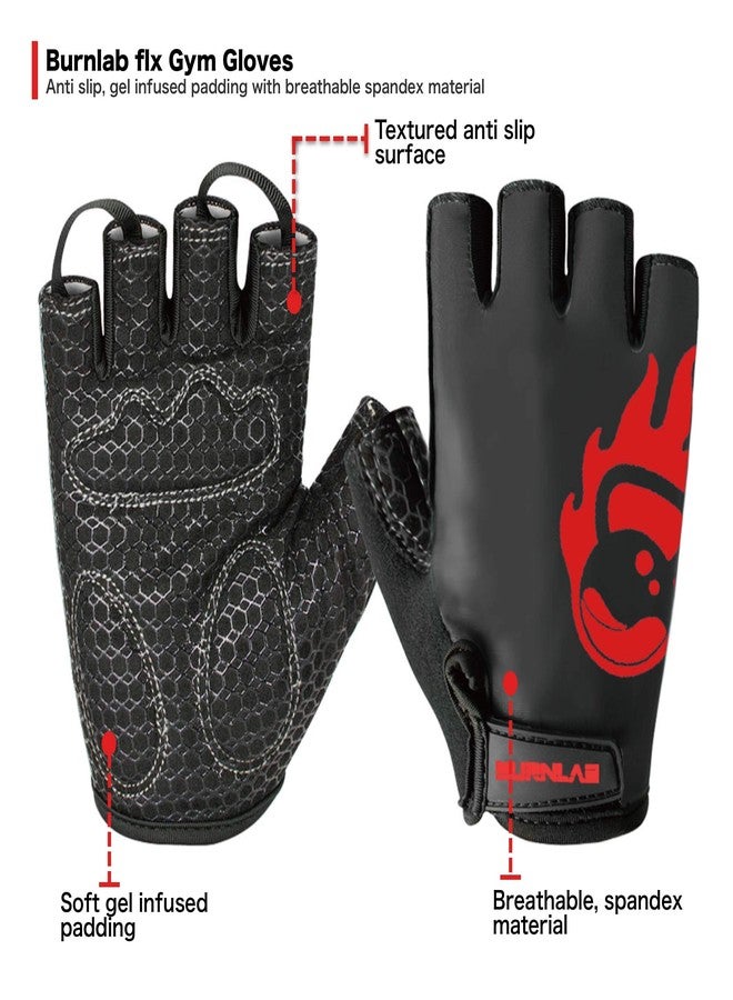 BURNLAB Gym Gloves Pro (Black and Red, Medium) - Image 3