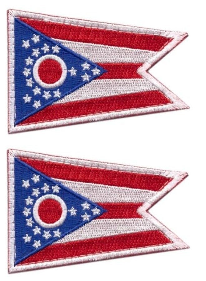 Original Ohio State Flag [Hook Fastener 3.0 x 2.0 inch Patch] OH01 2 Piece for Jackets, Vests, Back Packs, Hats, and Tactical Gear