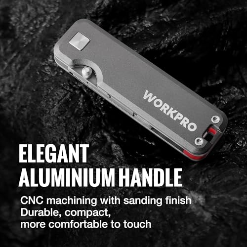 WORKPRO Premium Titanium Utility Knife, CNC Unibody, Lightweight Aluminium Handle Folding Box Cutter, Quick Change Blade Razor Knife,Ideal Gifts for Men Women, with 10 Extra Blades - Image 5