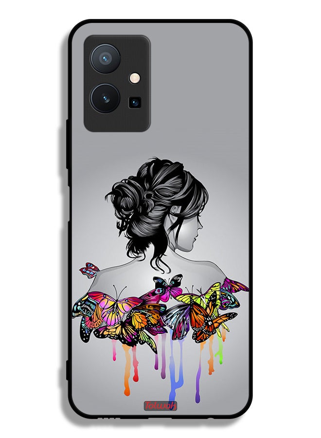 Tolwak Vivo Y75 5G Protective Case Cover Butterflies And Girl Abstract Art - Image 2