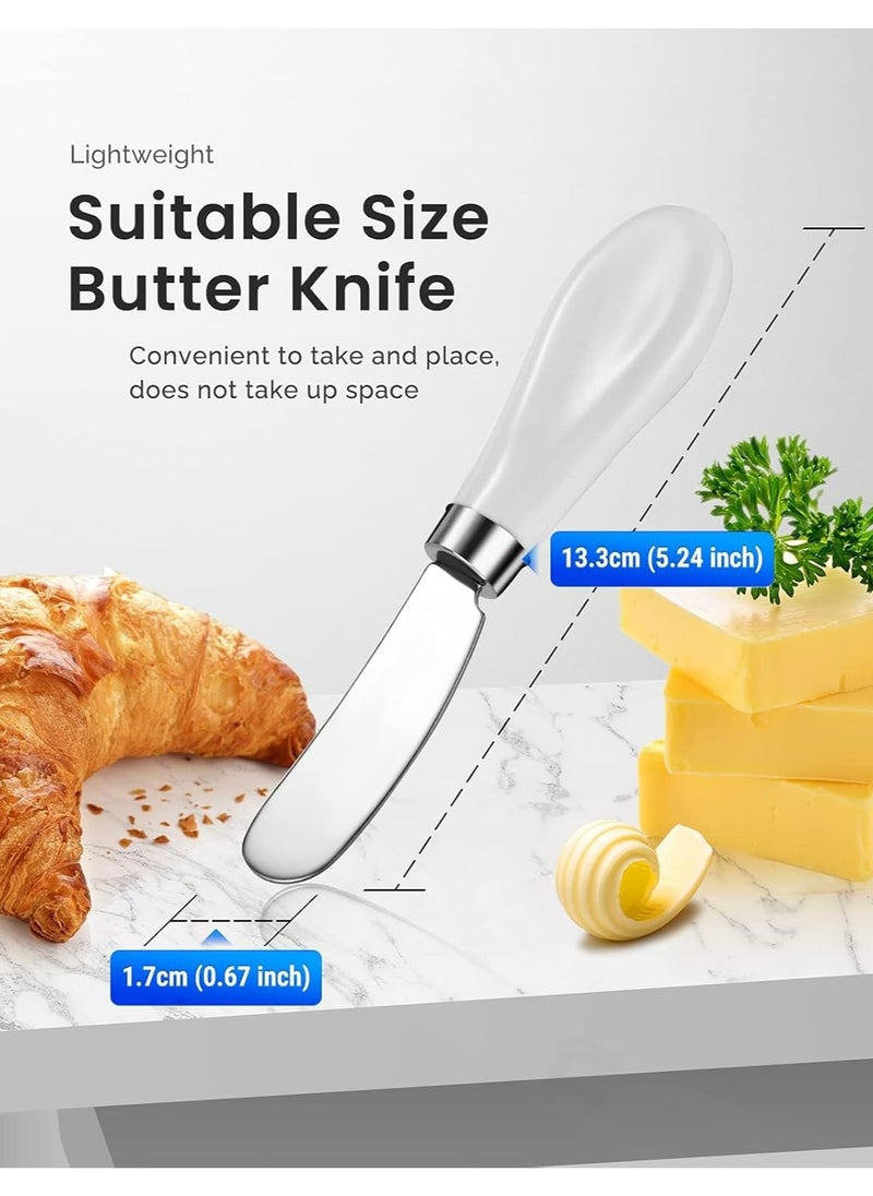 Oasisgalore 2 Pack Stainless Steel Butter Knives - White Porcelain Handle, Kitchen Cheese & Butter Spreaders  - Image 2