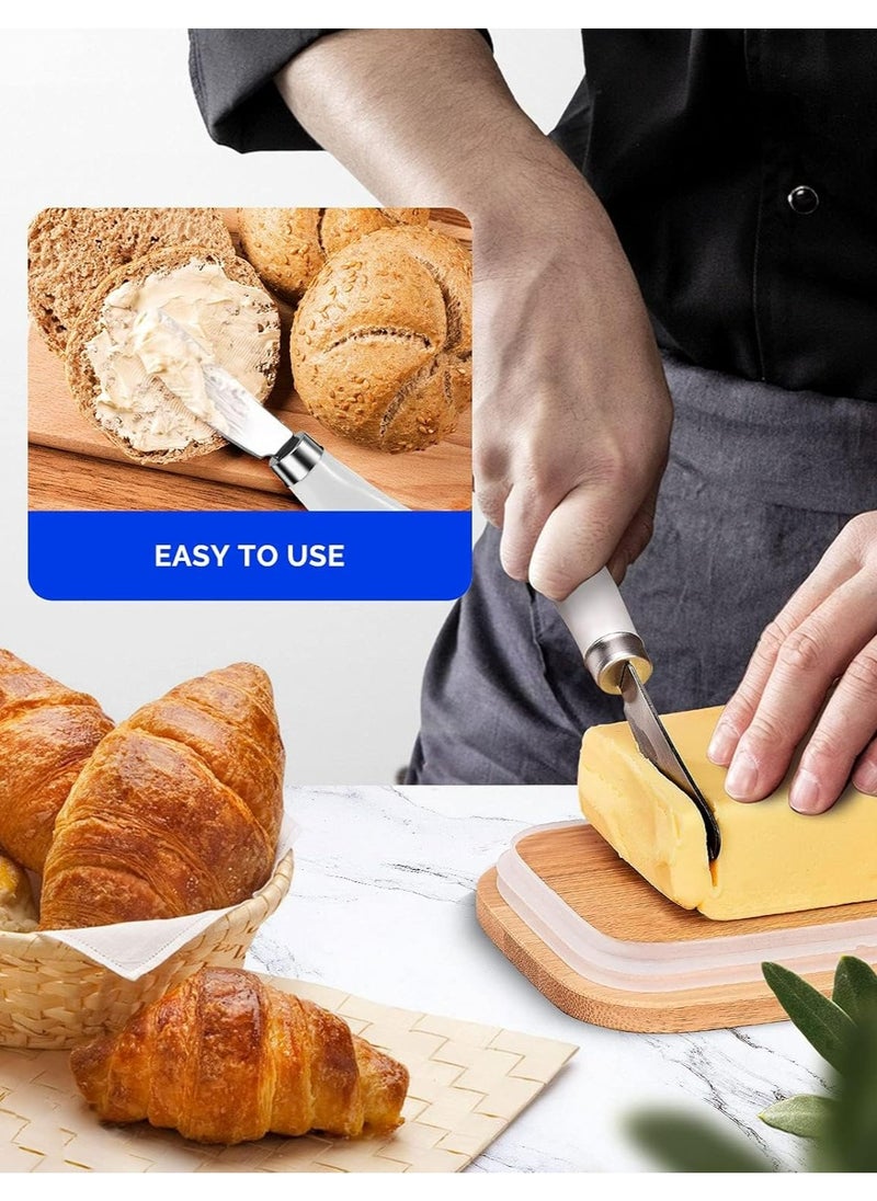 Oasisgalore 2 Pack Stainless Steel Butter Knives - White Porcelain Handle, Kitchen Cheese & Butter Spreaders  - Image 4