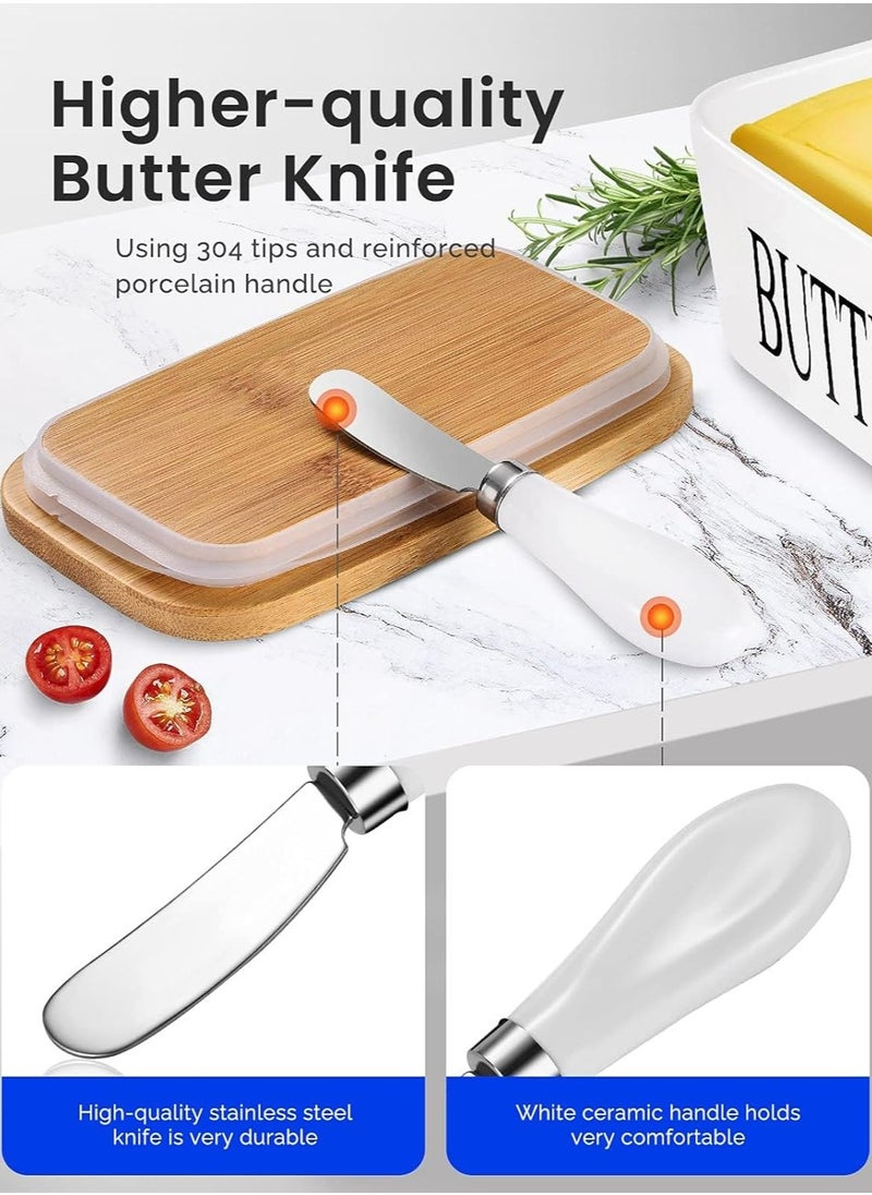 Oasisgalore 2 Pack Stainless Steel Butter Knives - White Porcelain Handle, Kitchen Cheese & Butter Spreaders  - Image 3