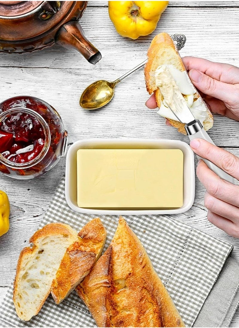 Oasisgalore 2 Pack Stainless Steel Butter Knives - White Porcelain Handle, Kitchen Cheese & Butter Spreaders  - Image 5