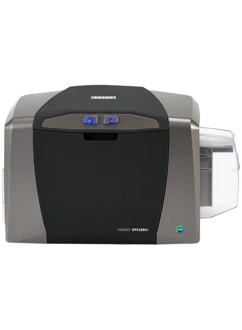 Fargo Hid Fargo DTC1250e Dual Sided ID Card Printer, Asure ID - Solo (Digital Delivery), DTC1250e, 300dpi, 100-240VAC, YMCKO Cartridge with Cleaning Roller, 100 Plain Cards Included, Grey - Image 1