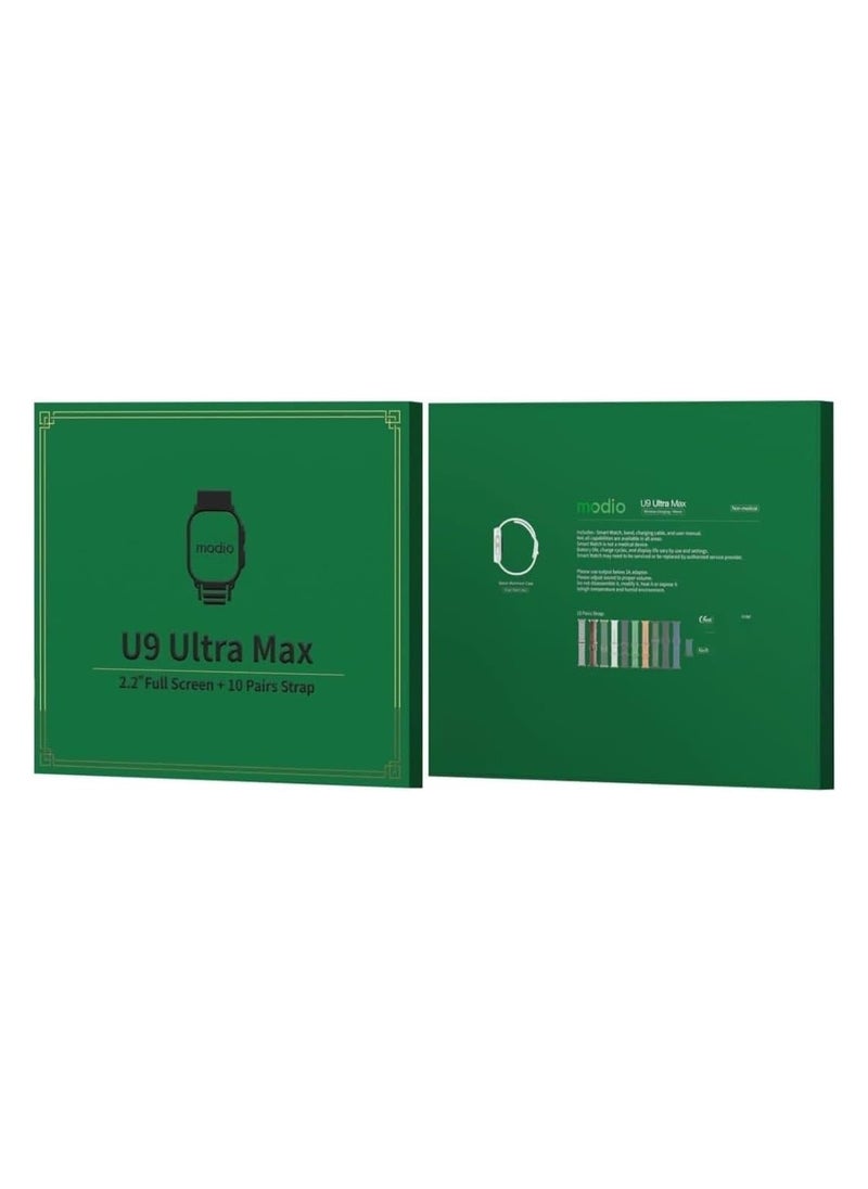 modio - modio U9 Ultra Max Smart Watch 2.02inch With A Full Screen Works With The Android And IOS System Is Responsive Wireless Charging And Supports GPS With 7 Bracelets - Image 1