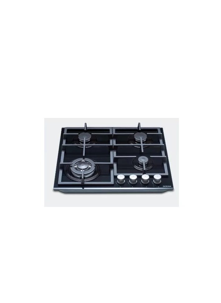 Ocean Ocean gas hob, 4 burners, cast iron, 60 cm, full safety, black glass OGGHF64NIPROSV  - Image 2