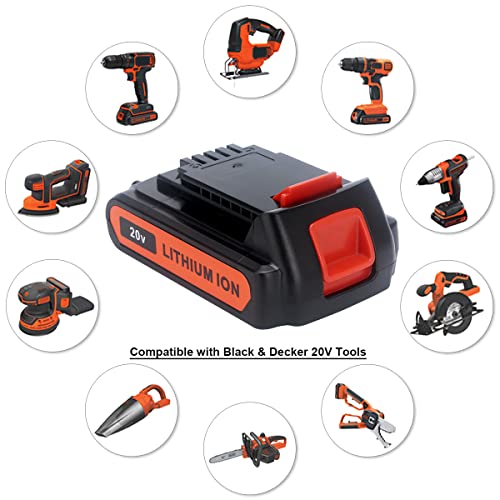 Biswaye 4.0Ah 20V Lithium Battery LBXR20 Compatible with Black and Decker 20V Max Battery LBXR2520 LBXR2020 LB2X3020 LBX20 LB2X4020 & LST522 LHT2220 LST300 20-Volt Max Cordless Power Tools (2-Pack) - Image 2