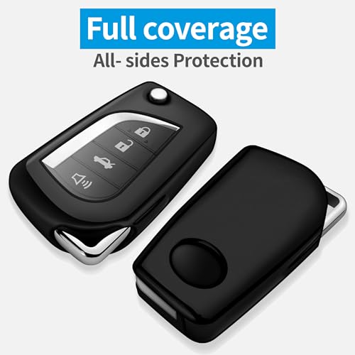 Tukellen for Toyota Key Fob Cover,Special Soft TPU Key Case Cover Protector Compatible with 2018-2020 Camry SE/LE,RAV4 SE,Corolla SE/LE Smart Key-(Black) - Image 3