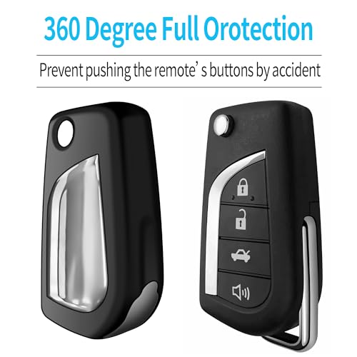 Tukellen for Toyota Key Fob Cover,Special Soft TPU Key Case Cover Protector Compatible with 2018-2020 Camry SE/LE,RAV4 SE,Corolla SE/LE Smart Key-(Black) - Image 4