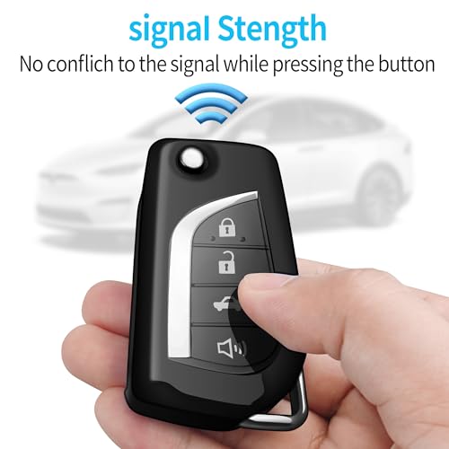 Tukellen for Toyota Key Fob Cover,Special Soft TPU Key Case Cover Protector Compatible with 2018-2020 Camry SE/LE,RAV4 SE,Corolla SE/LE Smart Key-(Black) - Image 5