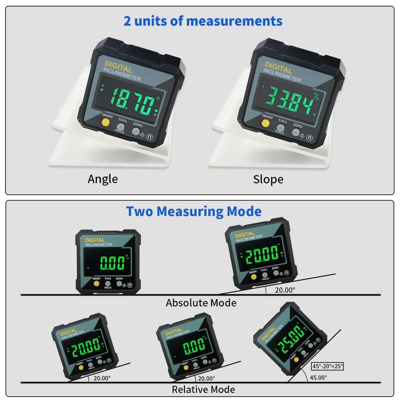 XPR3SS Mini Digital Protractor with Strong Magnetic Base Inclinometer Compact Angle Finder Portable Angular Measurer Digital Meter with Strong Magnet(5516-90) - Image 2