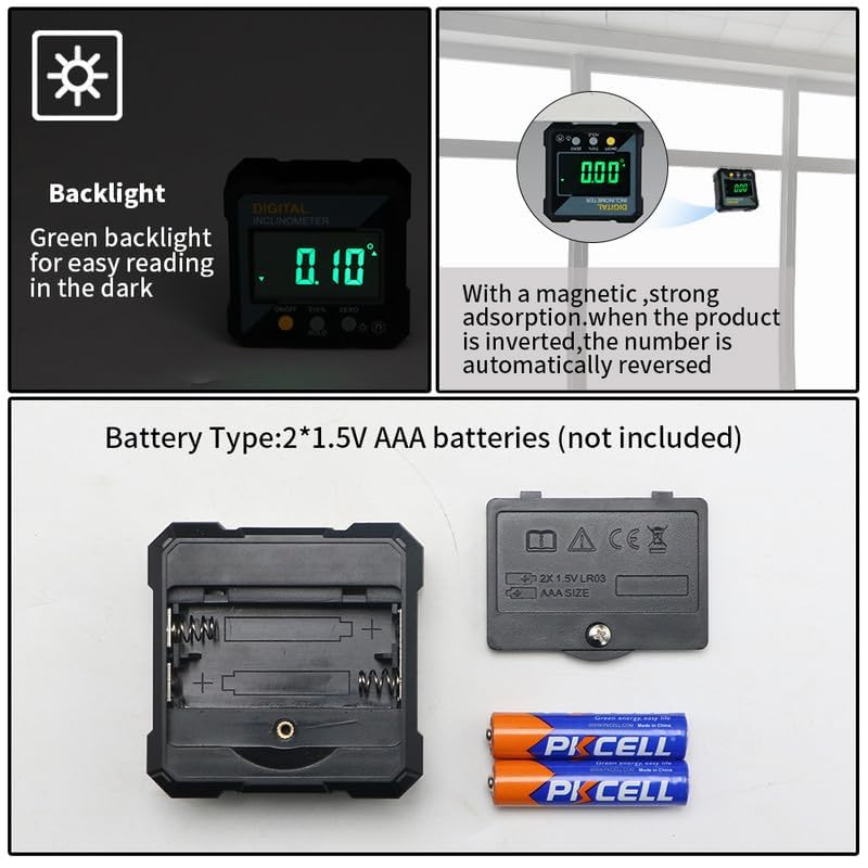 XPR3SS Mini Digital Protractor with Strong Magnetic Base Inclinometer Compact Angle Finder Portable Angular Measurer Digital Meter with Strong Magnet(5516-90) - Image 4