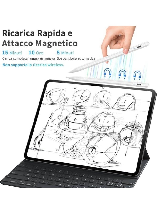 قلم ستايلس للآيباد والأجهزة اللوحية، متوافق مع iPad Pro وAir وMini، قلم لمس قابل للشحن USB-C مع جراب حماية ورؤوس بديلة - Image 3