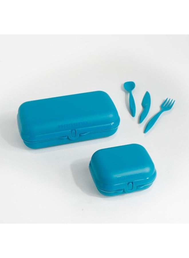 Banana Easy Lock Lunch Box Set of 3 Pieces 1200ml and 600ml with Spoon Fork and Knife Airtight Food Containers for Kids School and Office Hn  - Image 4