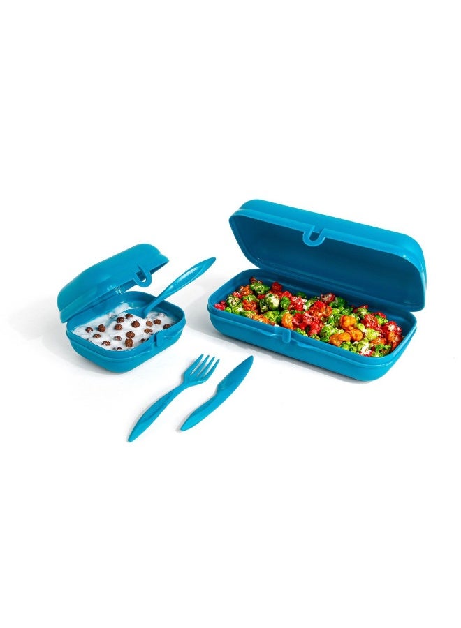Banana Easy Lock Lunch Box Set of 3 Pieces 1200ml and 600ml with Spoon Fork and Knife Airtight Food Containers for Kids School and Office Hn  - Image 3