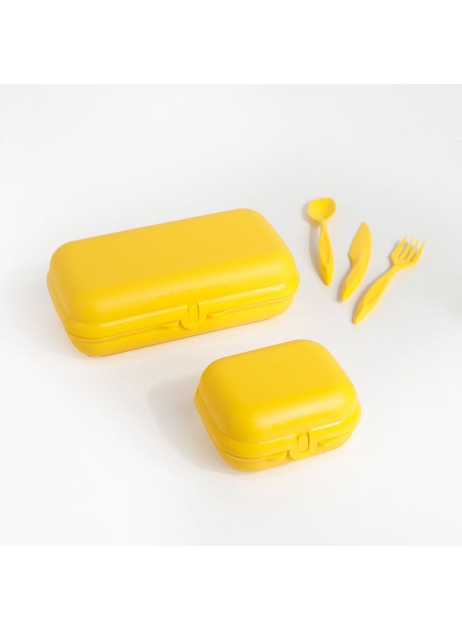 Banana Easy Lock Lunch Box Set of 3 Pieces 1200ml and 600ml with Spoon Fork and Knife Airtight Food Containers for Kids School and Office Hn  - Image 5