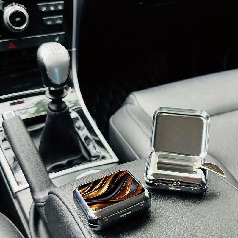 Metallic Color Mini Metal Ashtray Compact Outdoor Travel Car Smoking Tool - Image 4