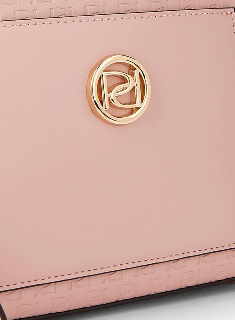 Paprika PINK Monogram Embossed Crossbody Bag with Zip Closure for Women | Best Price UAE
