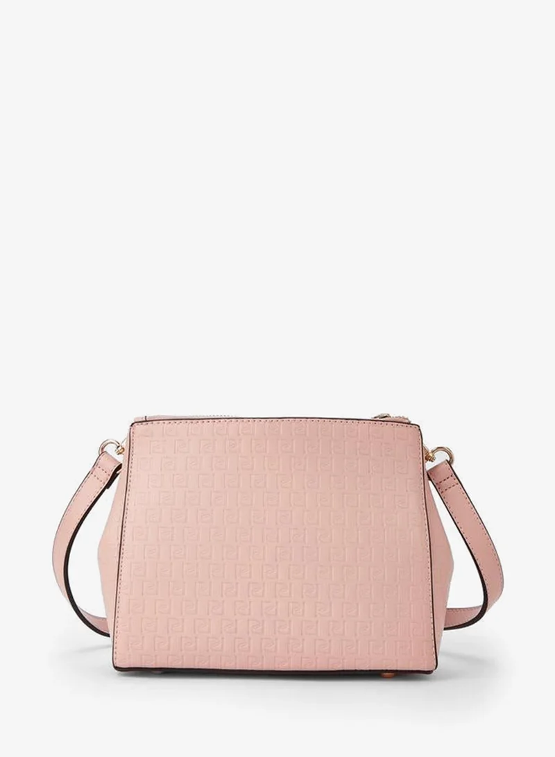 Paprika PINK Monogram Embossed Crossbody Bag with Zip Closure for Women | Best Price UAE