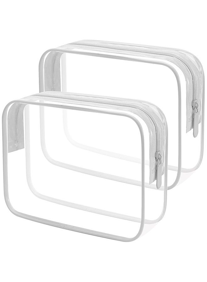 Lermende 2pcs Clear Toiletry Bag TSA Approved Travel Liquids Bag, Carry On Airport Airline Compliant Bag Quart Sized 3-1-1 Kit Luggage Pouch(Grey) - Image 1