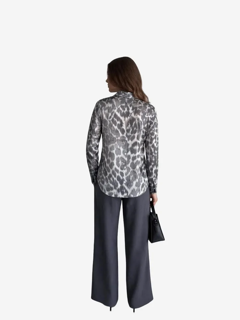 MY FASHION MY FASHION Leopard Print Button-Up Shirt