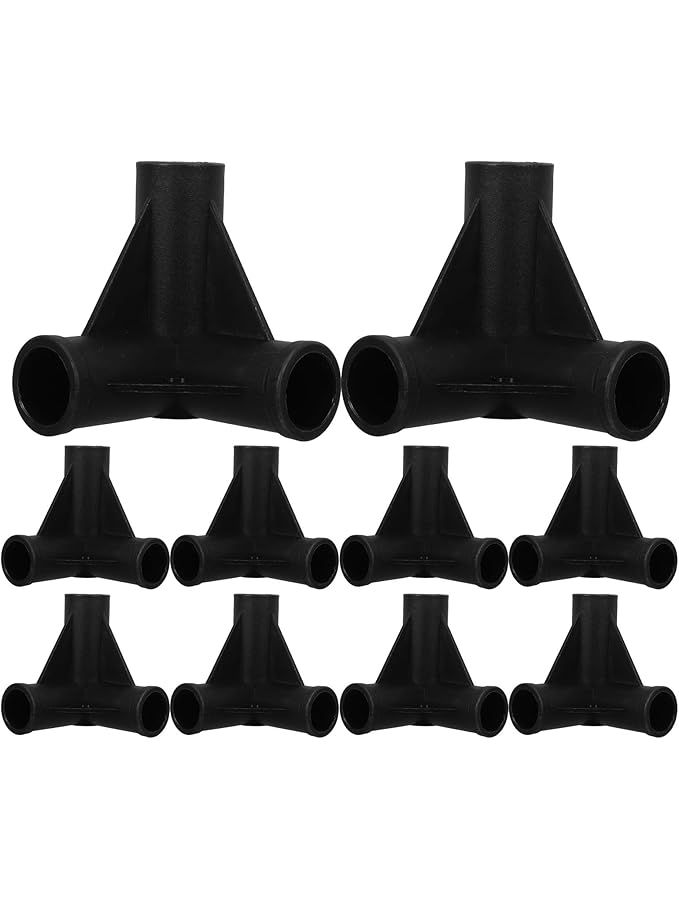 Black Plastic T Joint Connector 10Pcs For Playpen Garden Furniture Fence 19 2mm Tube - Image 1