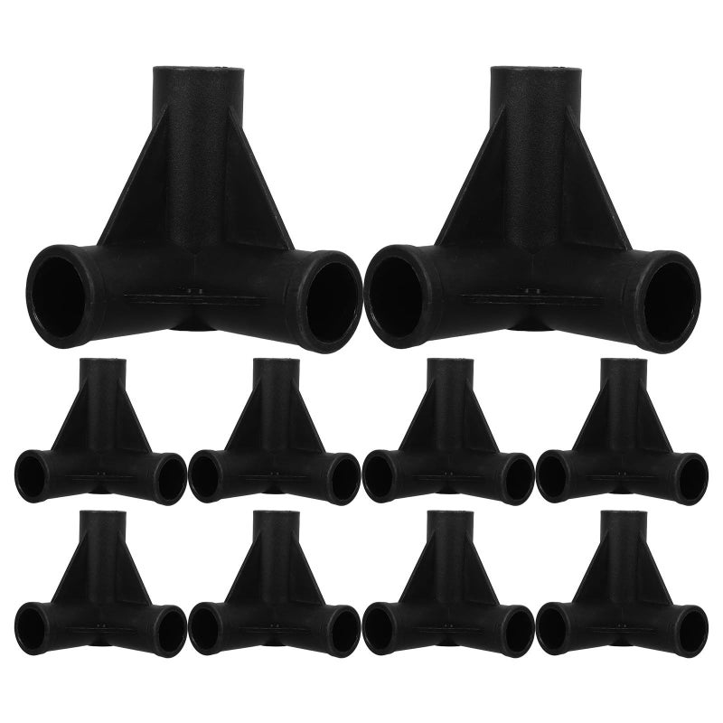 Black Plastic T Joint Connector 10Pcs For Playpen Garden Furniture Fence 19 2mm Tube - Image 2