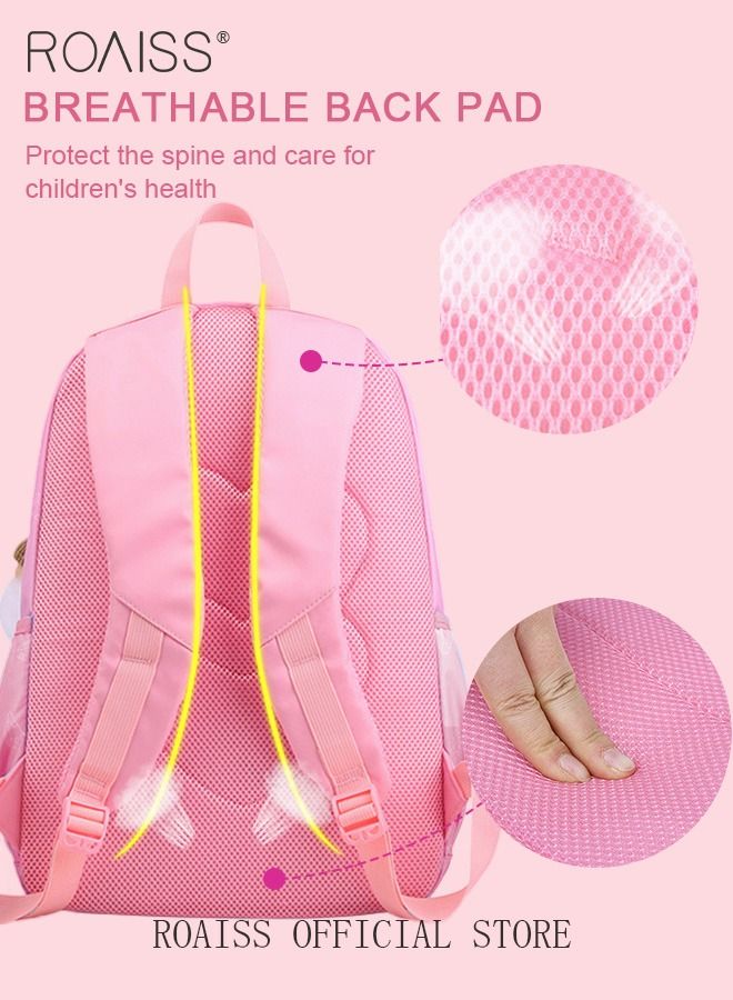 roaiss 3pcs Starry Sky Printing Cute Functional Backpack Set Large Capacity Schoolbag and Shoulder Bag and Pencil Case with Doll Pendant for Kids/Girls Waterproof Large Capacity School Bag  - Image 5