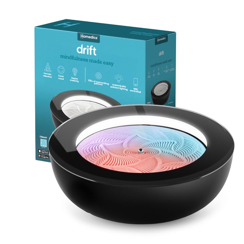 Homedics Drift Sandscape Perpetual Motion Machine Zen Garden Meditation Accessories Decorative Sandscape Bluetooth iOS Android 16 Inch Medium Black - Image 2