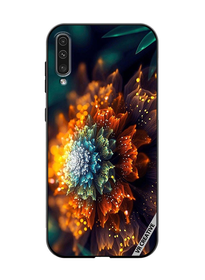 VR CREATIVE Protective Case Cover For Samsung Galaxy A50/A50s Orange And Blue Glowing Factual Flower Design Multicolour - Image 1