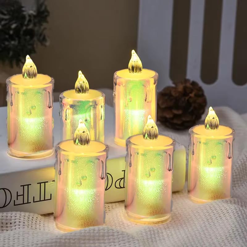 CraftVatika CraftVatika Decorative Tealight LED Candles Set of 6 Diwali Decoration Items Christmas Decoration Lights for Home Dcor Decorative Smokeless Flameless Tea Lights LED Candles Diwali Gifts  - Image 1