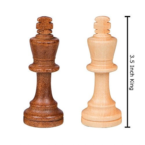 Best Chess Set Gugertree Wood Weighted Chess Pieces with 3.5 Inch King, Pieces Only, No Board - Image 3