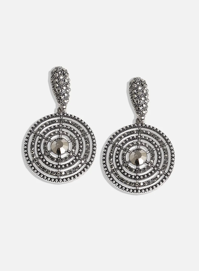 SOHI Crystal Circular Lined Artificial Drop Earring Jewellery