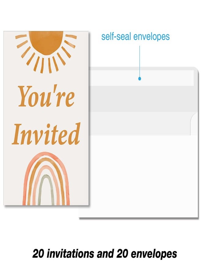 Soiceu Boho First Trip Around the Sun Sunshine First Birthday Invitations with Envelopes Set of 20 Sun 1st Birthday Party Invites 1 Year Old - Image 5