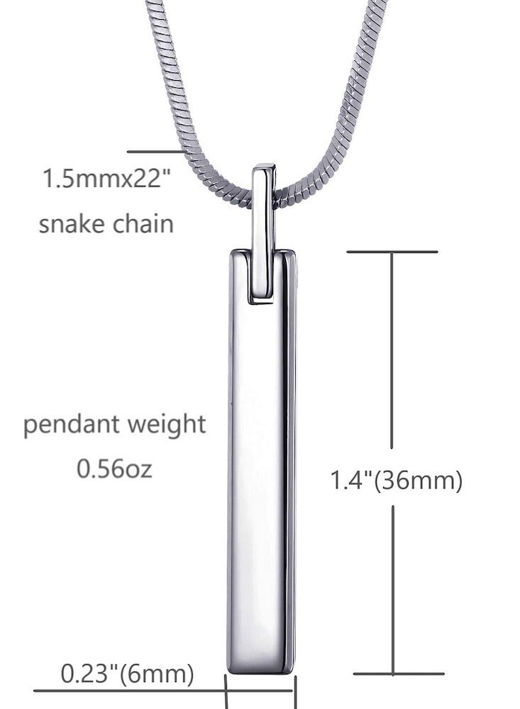 Luxurious Minimalist Tungsten Bar Pendant with Premium Stainless Steel Snake Chain  - Image 4